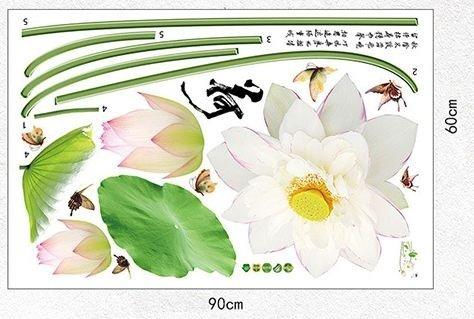 Decal dán tường hoa sen trắng
