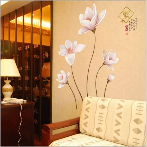 Decal dán tường hoa cánh hồng 2