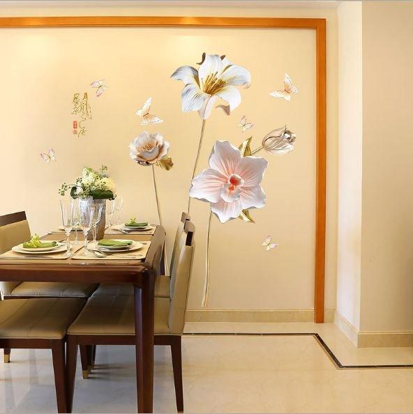 Decal dán tường hoa ly trắng 2