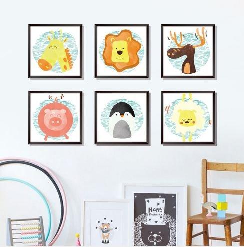 Decal dán tường khung ảnh các loại động vật 2