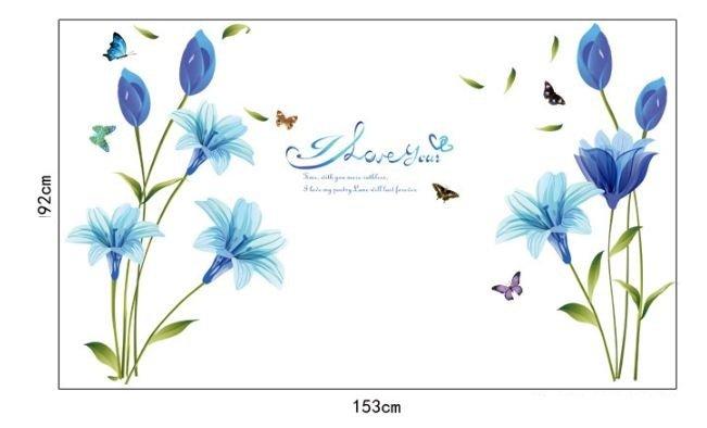 Decal dán tường hoa anh thảo xanh