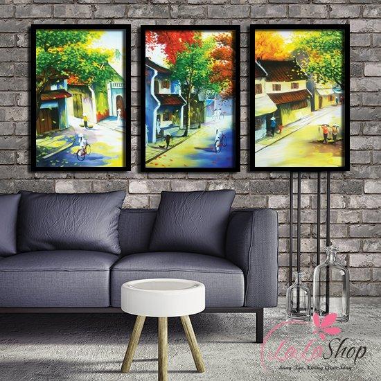 Bộ Khung Ảnh Tranh Sơn Dầu Phong Cảnh Phố Cổ