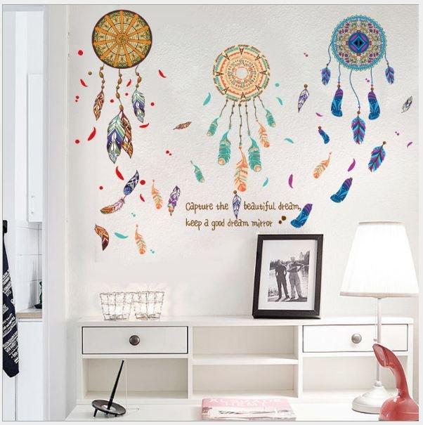 Decal dán tường lông vũ đủ màu 4