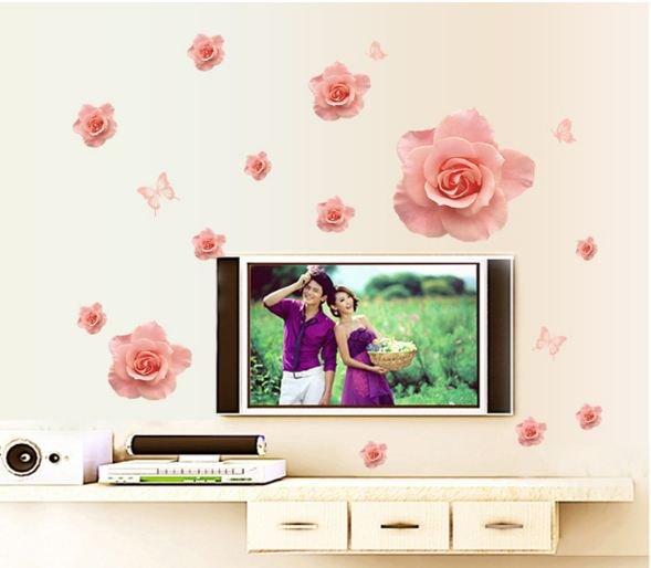 Decal dán tường Hoa hồng 3D mẫu 6