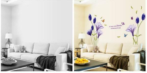 Decal dán tường hoa anh thảo tím 5