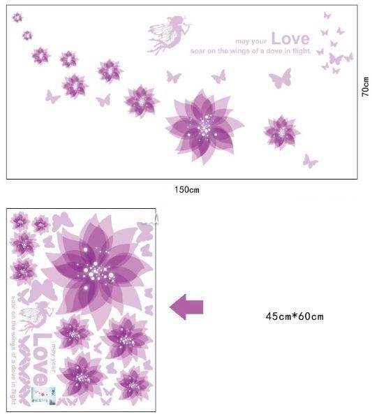 Decal dán tường họa tiết hoa tím