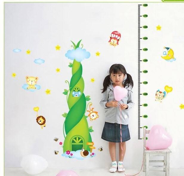 Decal dán tường thước đo chiều cao cây thần tiên xanh