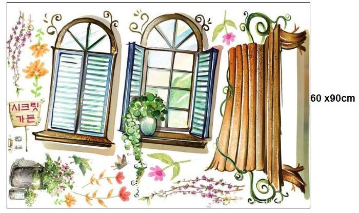 Decal dán tường cửa sổ cổ tích