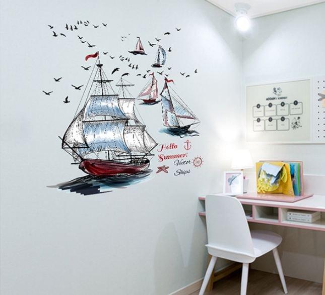 Decal dán tường thuyền buồm 4