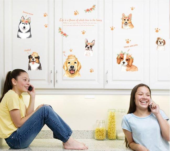 Decal dán tường cún con ngộ nghĩnh 2