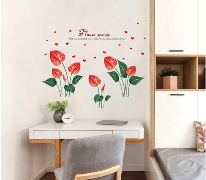 Decal dán tường hoa hồng môn