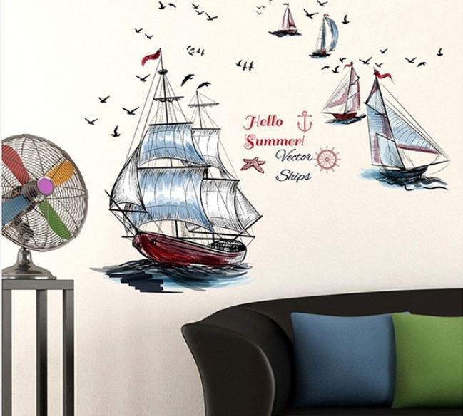 Decal dán tường thuyền buồm 4