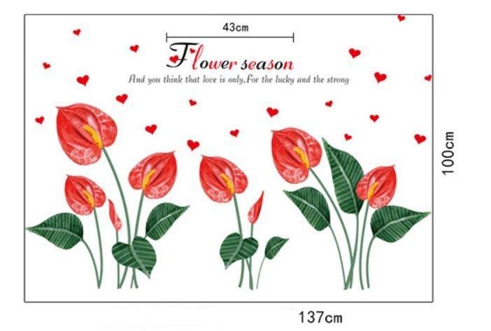 Decal dán tường hoa hồng môn