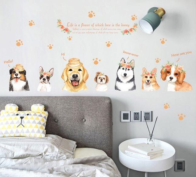 Decal dán tường cún con ngộ nghĩnh 2