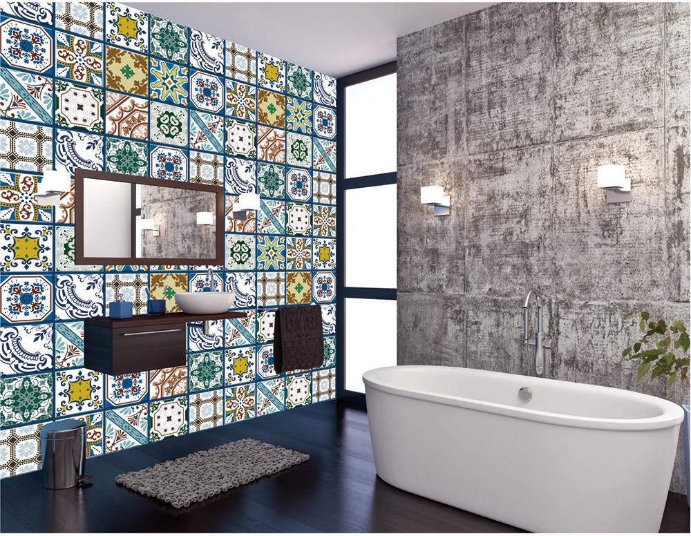 Giấy decal cuộn họa tiết gạch bông 2