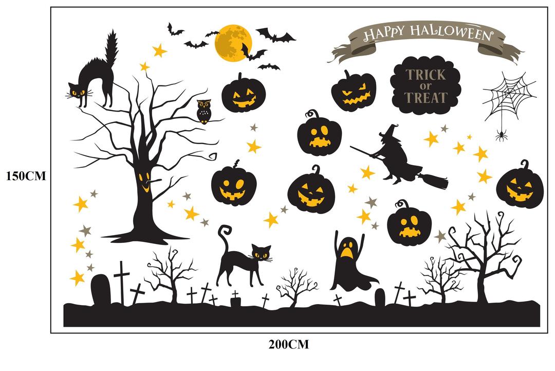 Decal dán tường combo halloween (1 bộ 2 tấm)