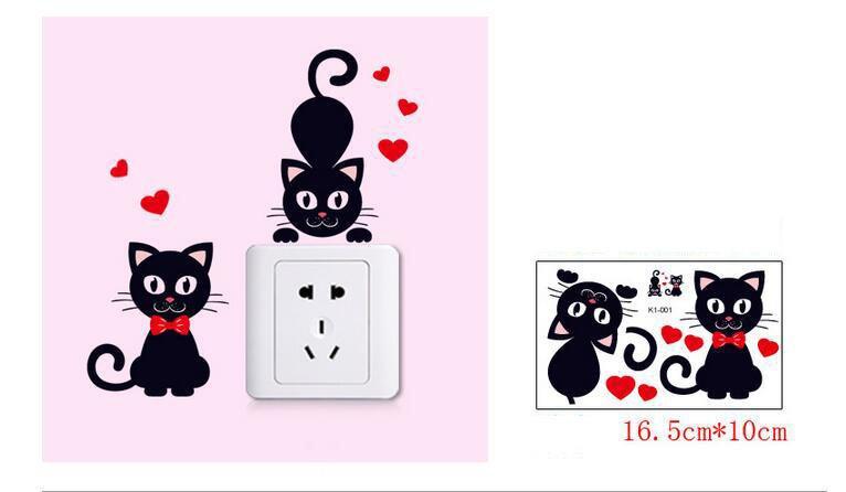 Decal dán ổ điện đôi mèo 2