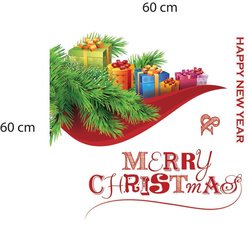 Decal dán tường Hộp quà Noel size lớn 60x60 (nền trắng đục)