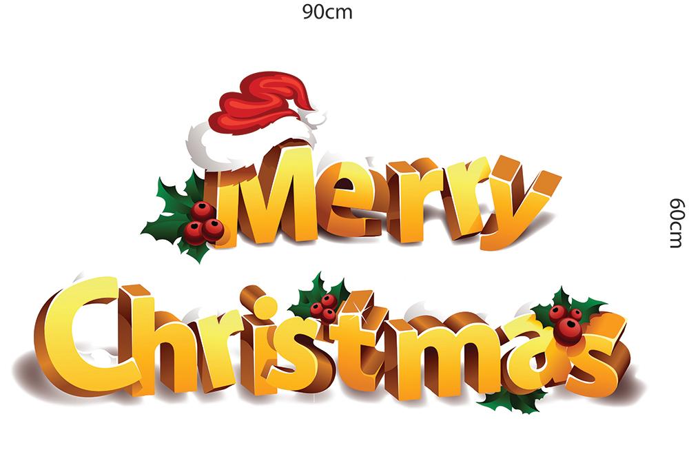 Decal dán tường Merry Christmas và nón Noel 2