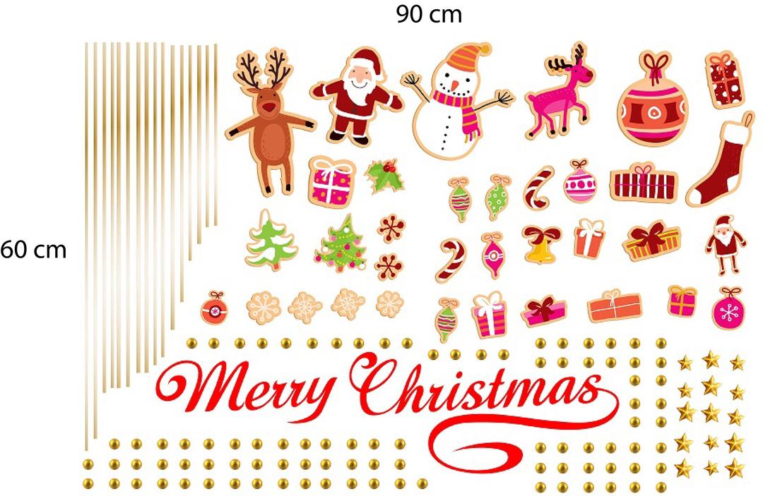 Decal dán tường Merry christmas và dây treo Noel