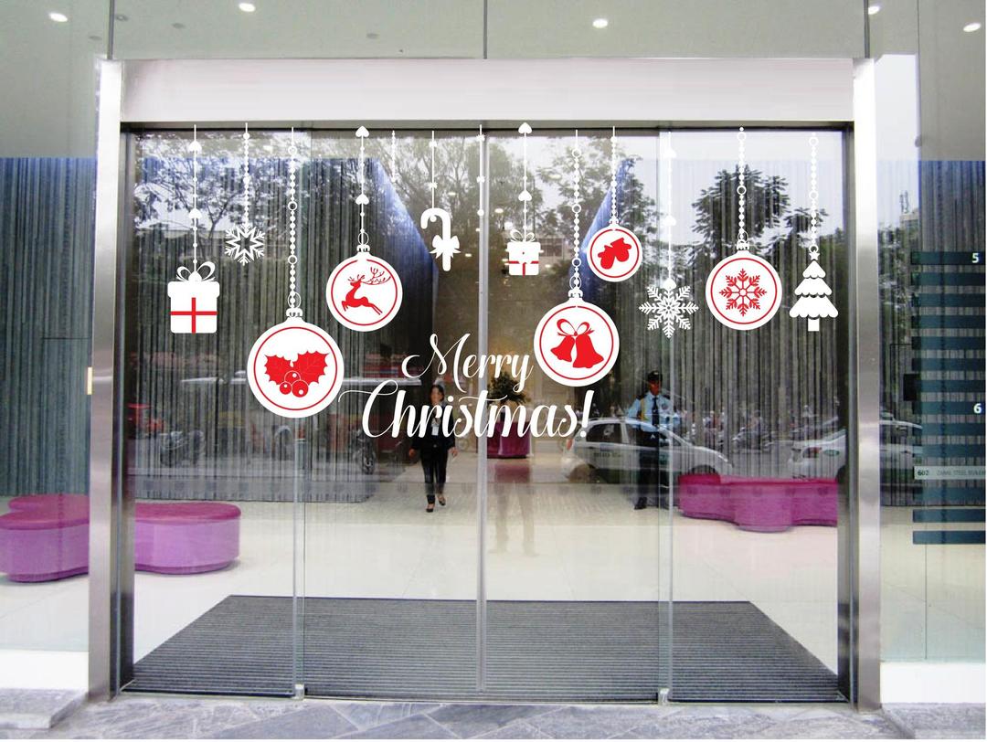 Decal dán tường dây treo quả cầu Noel và hộp quà