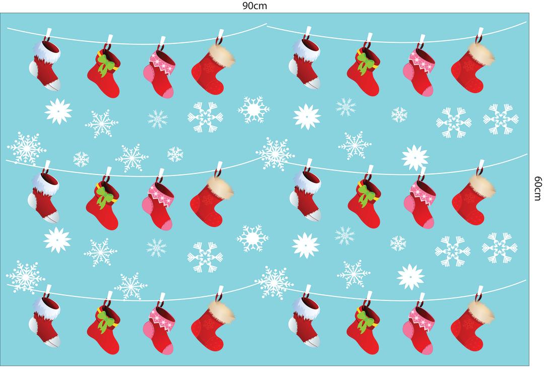 Decal dán tường Combo ông già Noel người tuyết và cây thông xanh
