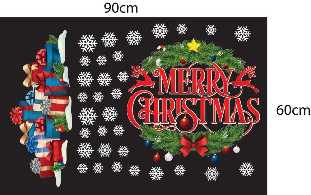 Decal dán tường combo cây thông noel và hộp quà