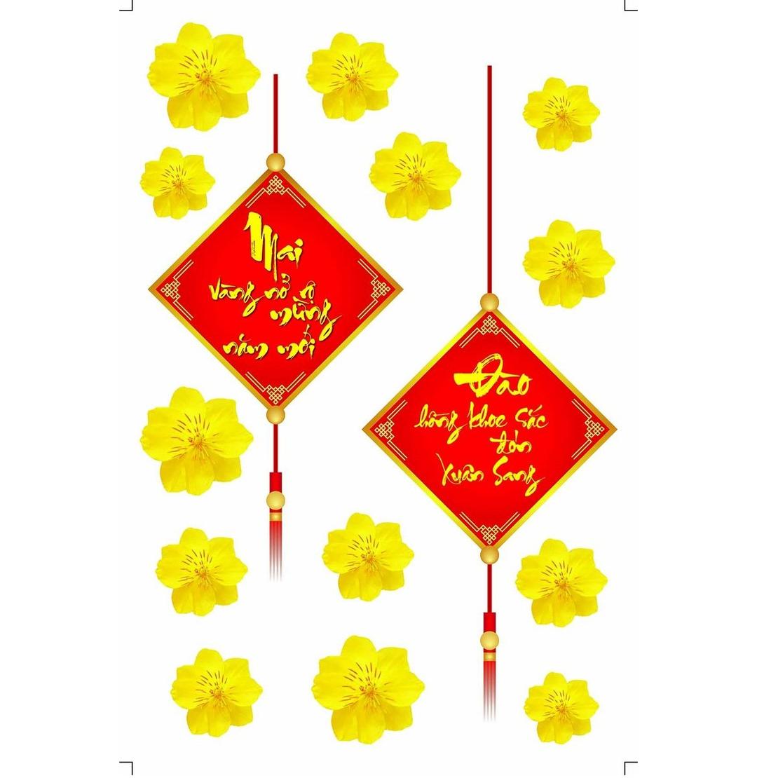 Combo decal trang trí cửa kính ngày tết 6