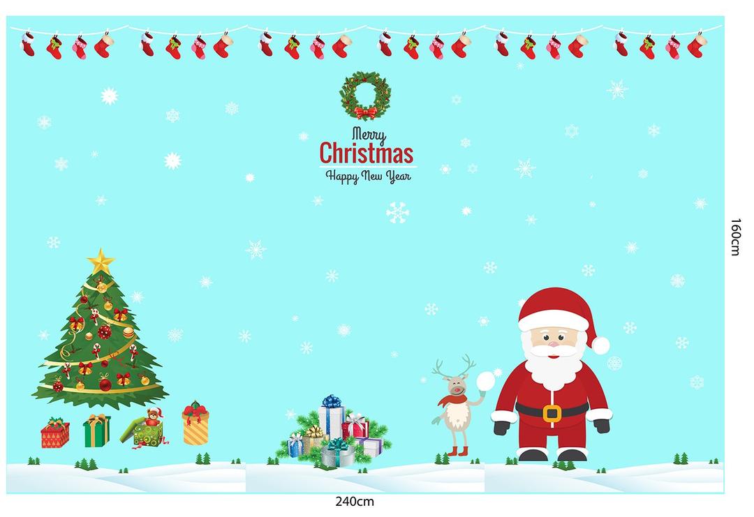 Decal trang trí noel combo ông già noel tặng quà