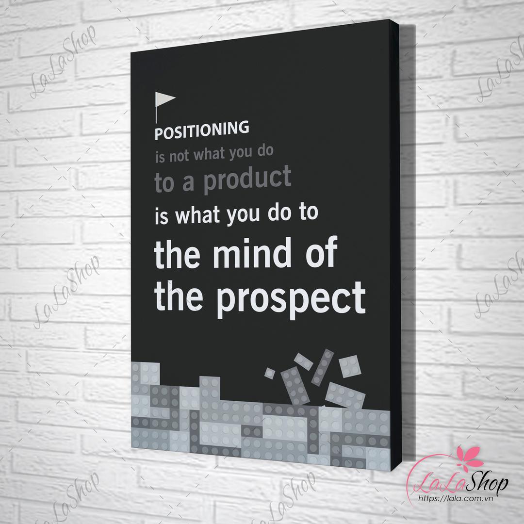 Tranh văn phòng Positioning is not what you do to a product Positioning is what you do to the mind of the prospect