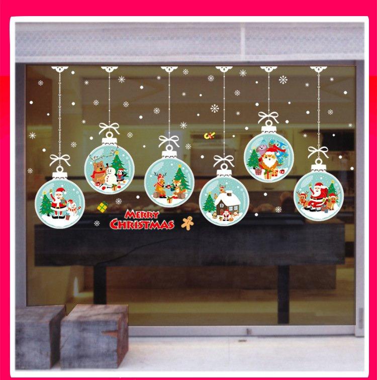 Decal tĩnh điện trang trí noel dây treo quả cầu noel sắc màu