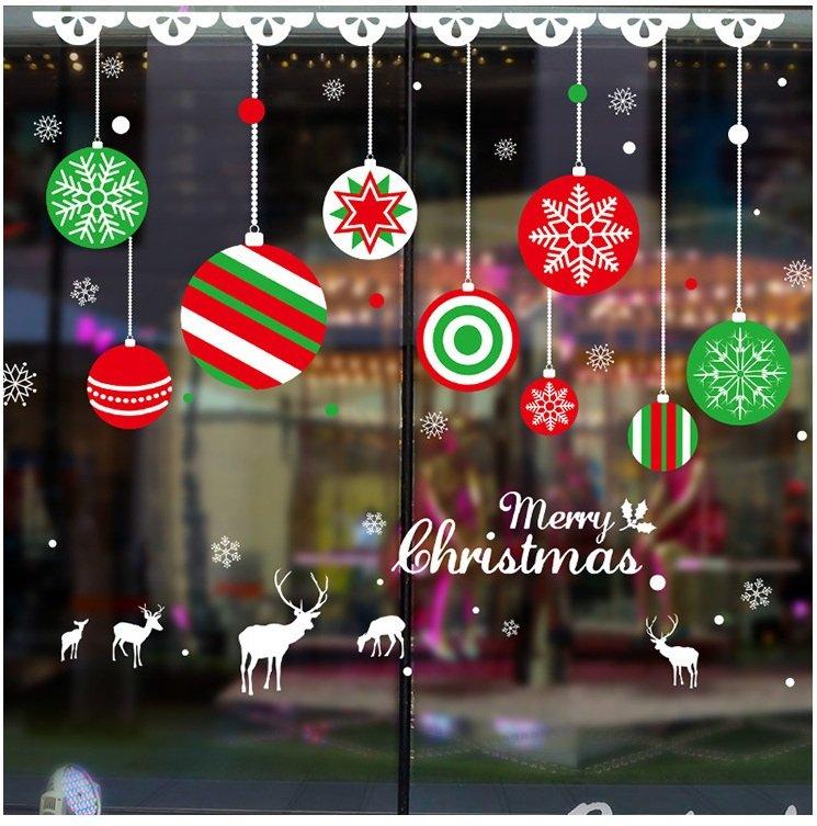 Decal trang trí noel dây treo quả cầu noel sắc màu 2