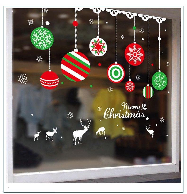 Decal trang trí noel dây treo quả cầu noel sắc màu 2