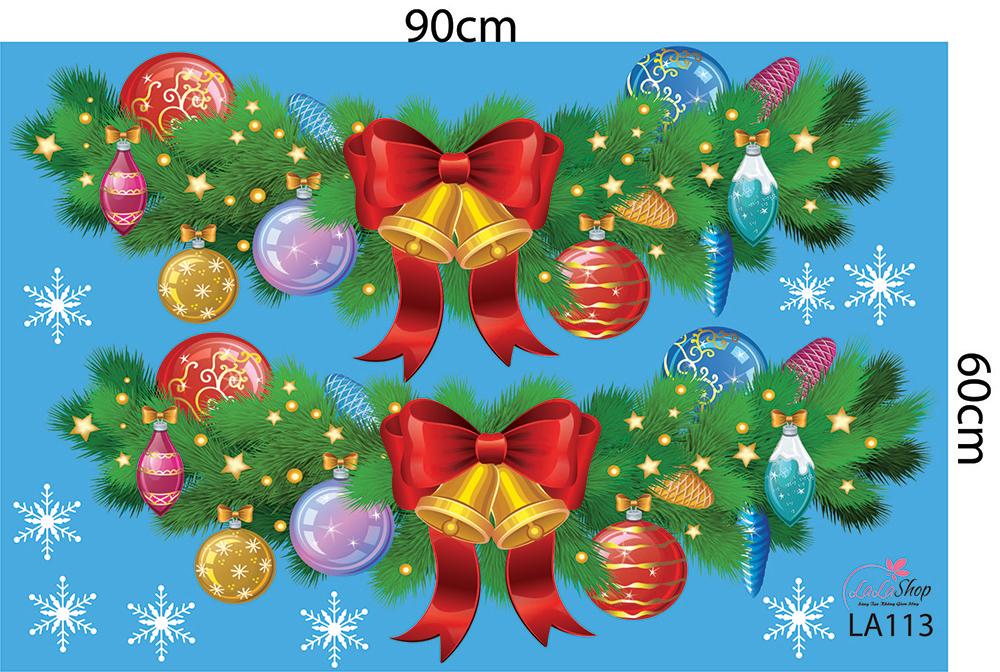 Decal trang trí noel combo ông già noel tặng quà 3