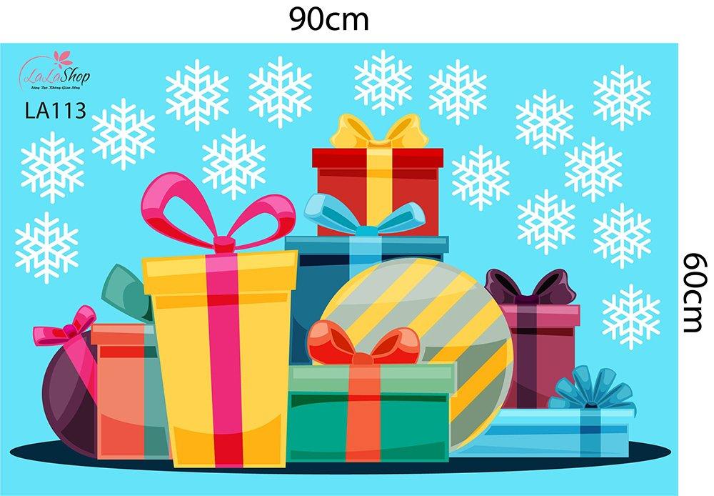 Decal trang trí noel combo ông già noel tặng quà 3