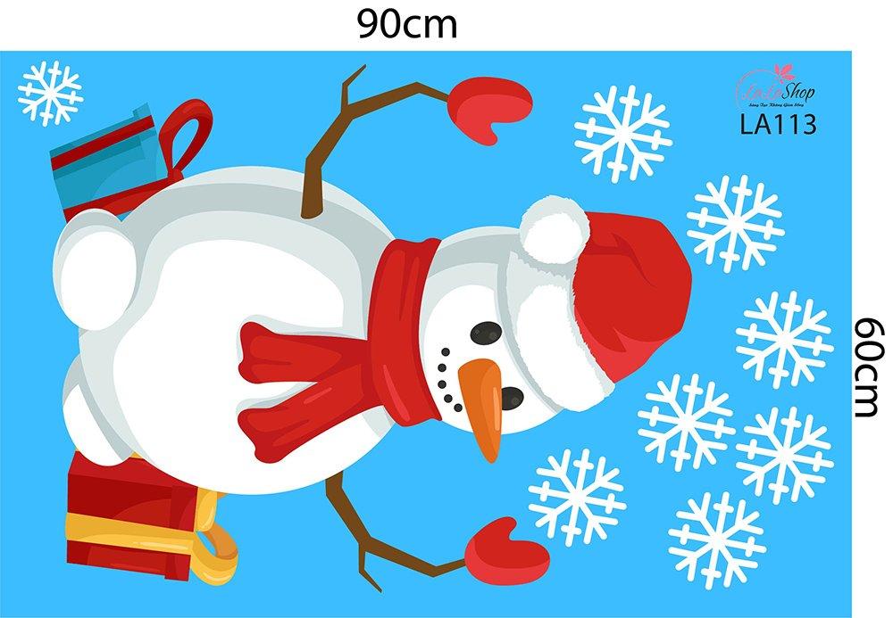 Decal trang trí noel combo ông già noel tặng quà 3