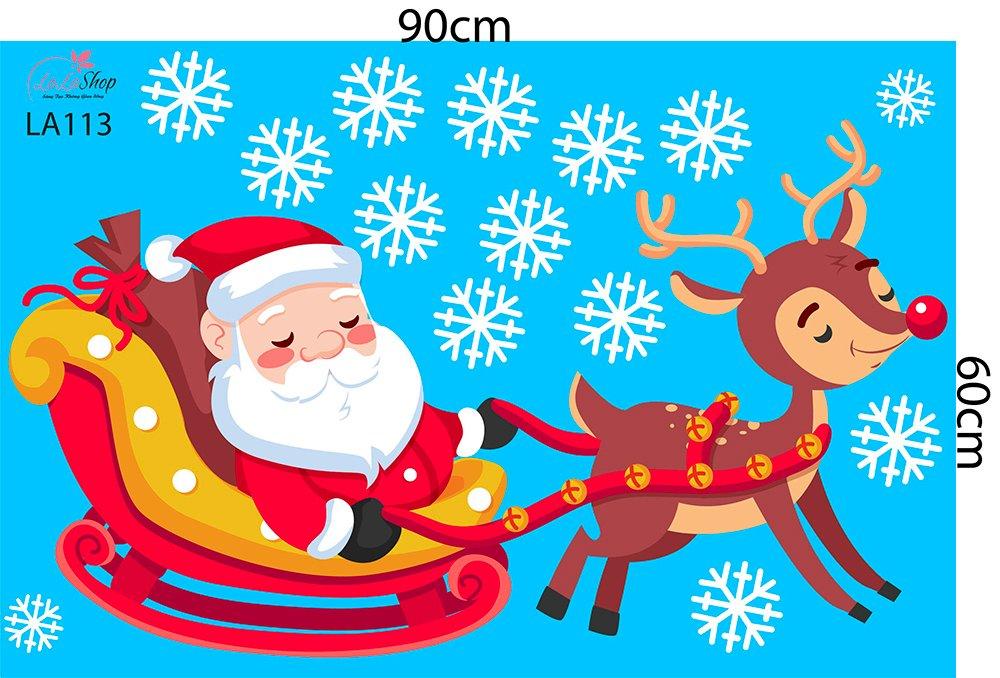 Decal trang trí noel combo ông già noel tặng quà 3