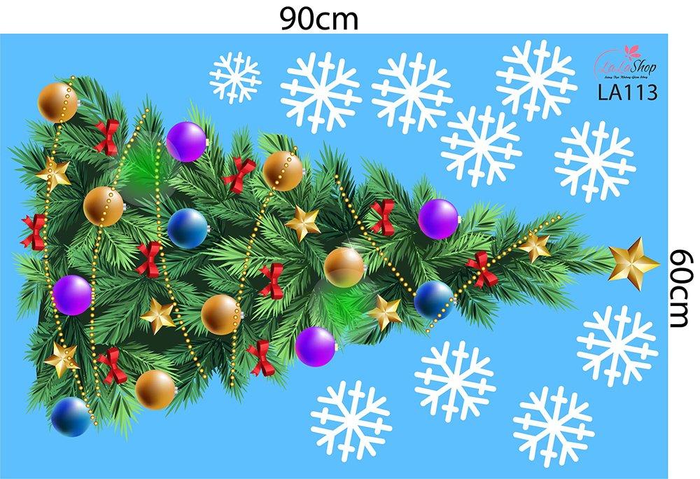 Decal trang trí noel combo ông già noel tặng quà 3