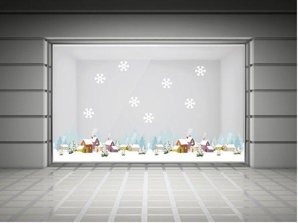 Decal trang trí noel chân tường thành phố tuyết