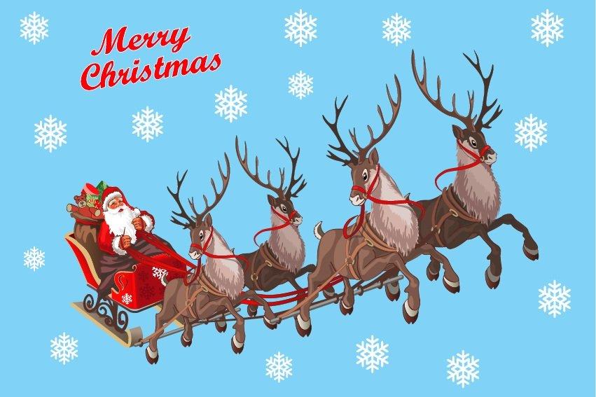 Decal trang trí noel ông già noel và đàn tuần lộc 4