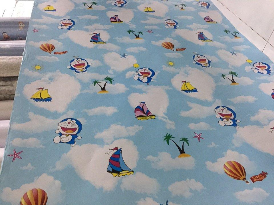 Giấy decal cuộn Doremon xanh