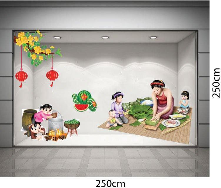 Combo decal trang trí cửa kính ngày tết 14