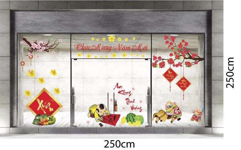 Combo decal trang trí cửa kính ngày tết 15