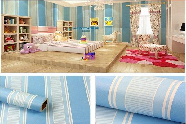 Giấy decal cuộn sọc xanh dương 2