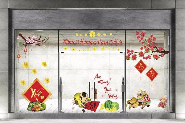 Combo decal trang trí cửa kính ngày tết 15
