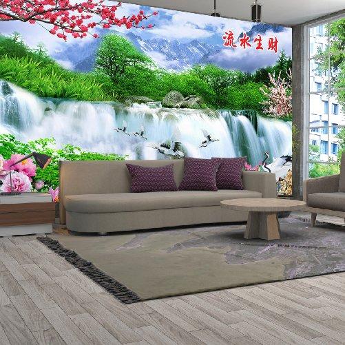 Tranh Dán Tường Sơn Thủy Thiên Nhiên Thác Nước Hùng Vĩ