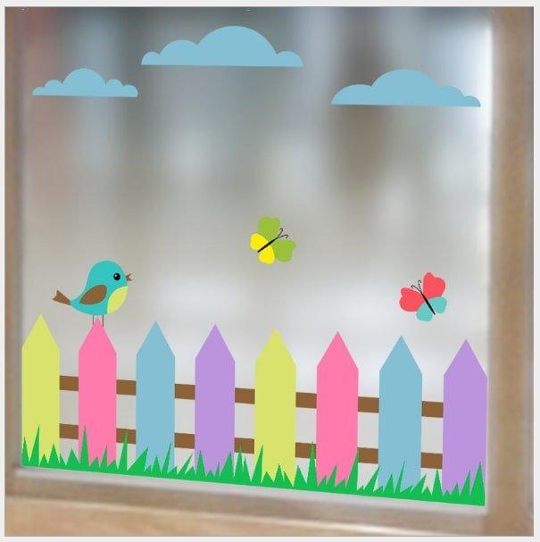 Decal dán kính hàng rào sắc màu