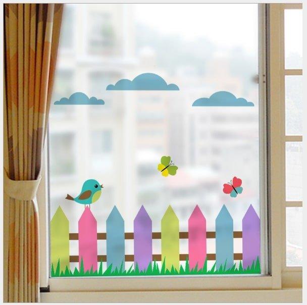 Decal dán kính hàng rào sắc màu
