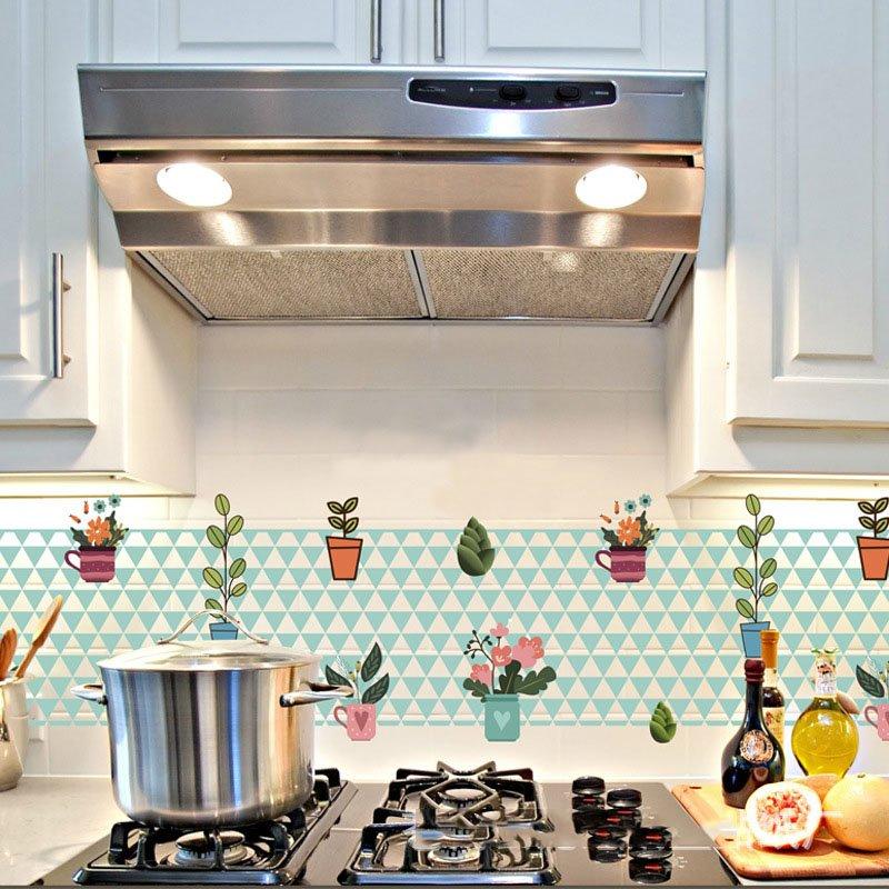 Decal dán bếp các chậu hoa
