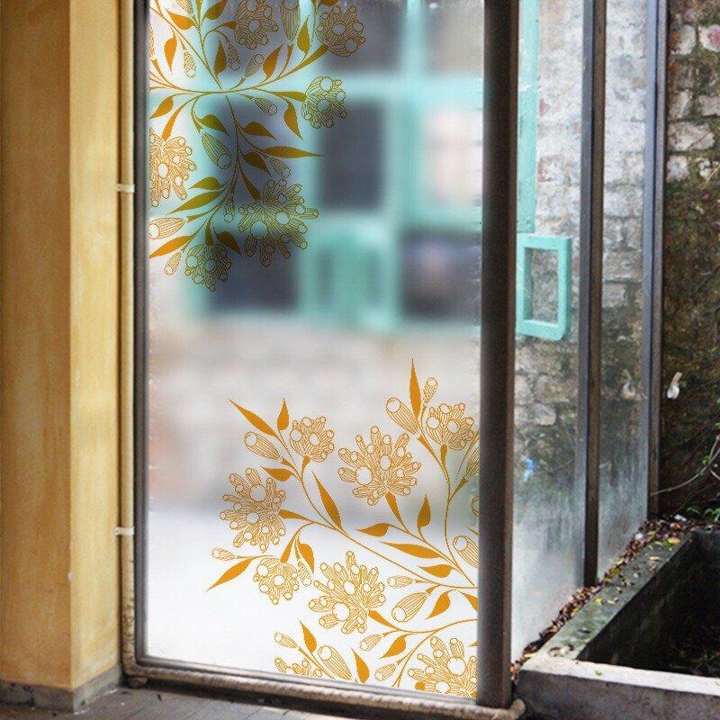 Decal dán kính hoa vàng